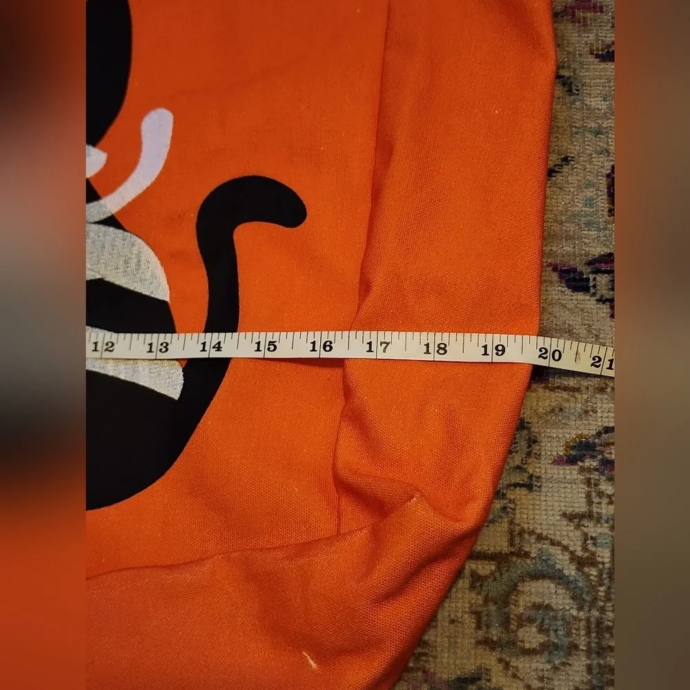 Orange Tote Bag with Cat Design